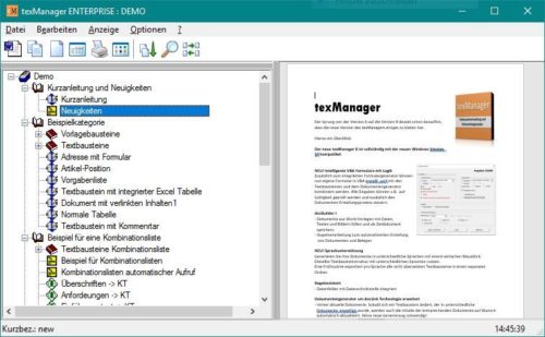 Textbausteinverwaltung texManager 9