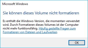 Windows kann dieses Volume nicht formatieren