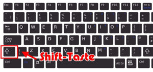 Shift-Taste auf der Tastatur
