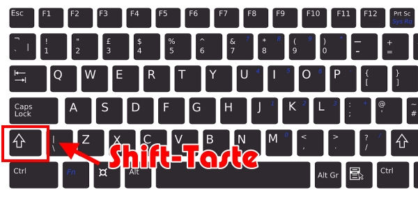 Shift-Taste auf der Tastatur