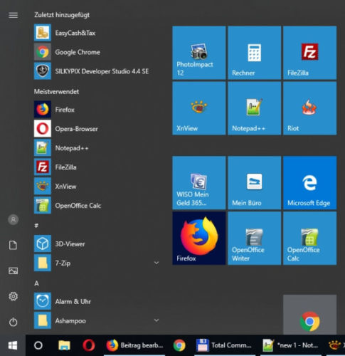 Windows 10 Startmenü Screenshot