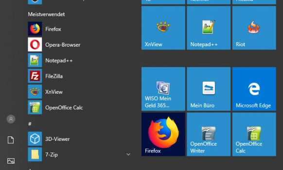 Tipps und Tricks für Windows 10 Windows 10 Startmenü Screenshot