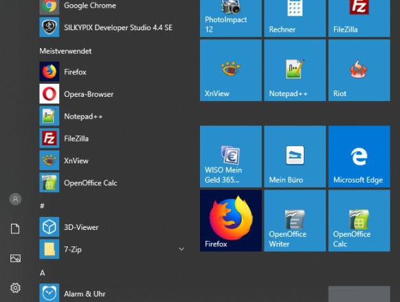 Windows 10 Startmenü Screenshot
