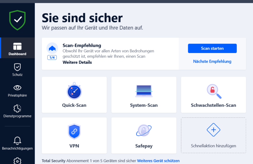 Bitdefender Total Security 2020 Dashboard