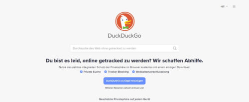 DuckDuckGo Suchmaschine Screenshot