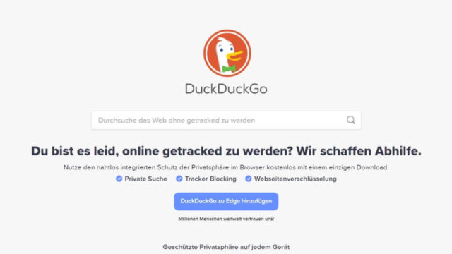 DuckDuckGo Suchmaschine Screenshot