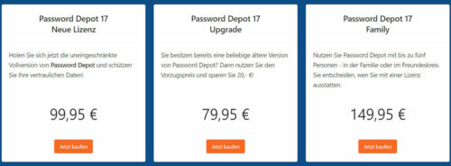 Preisgestaltung und Verfügbarkeit von Password Depot